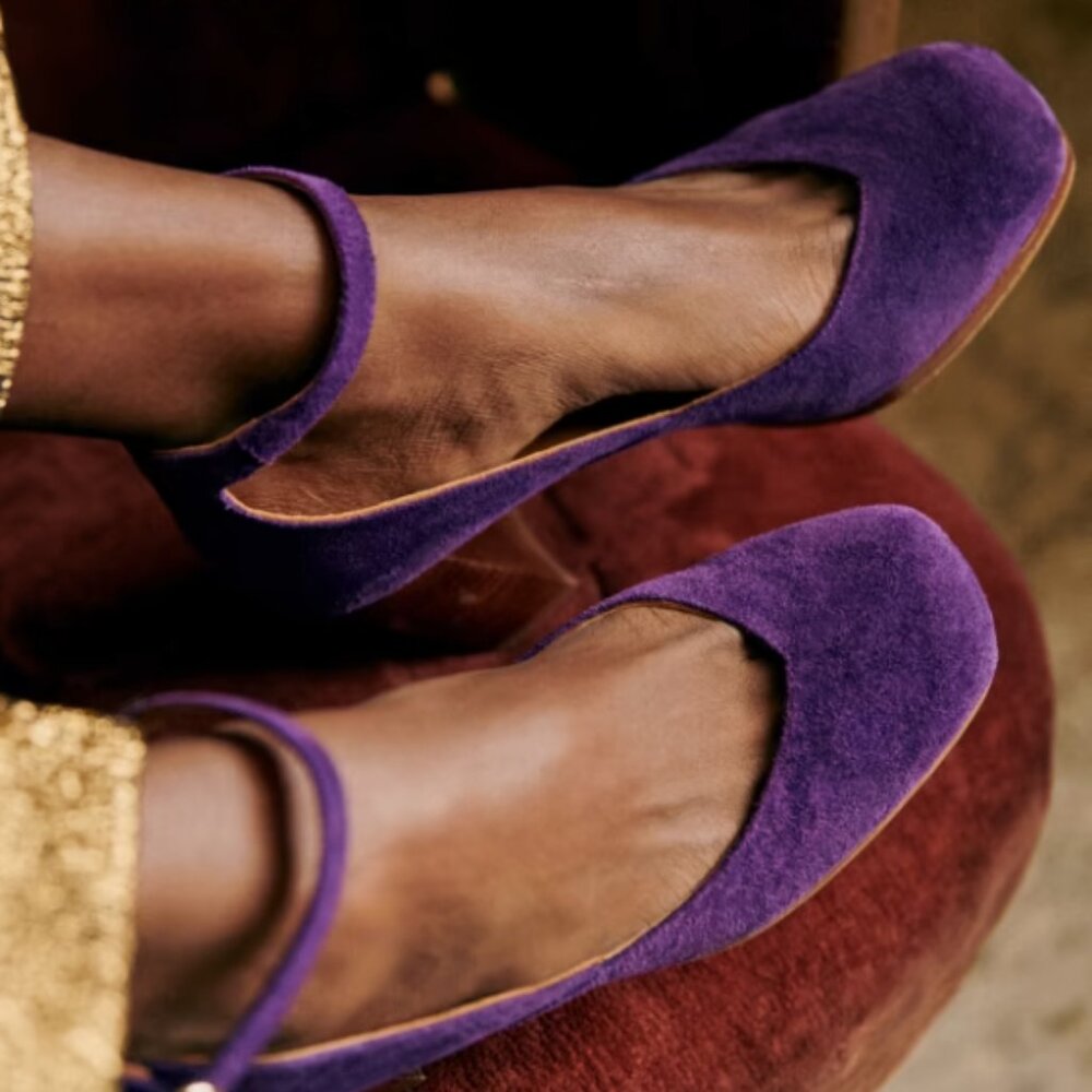 Sézane Lizzie Babies in Purple Suede size 39/US 8 - Picture 3 of 7